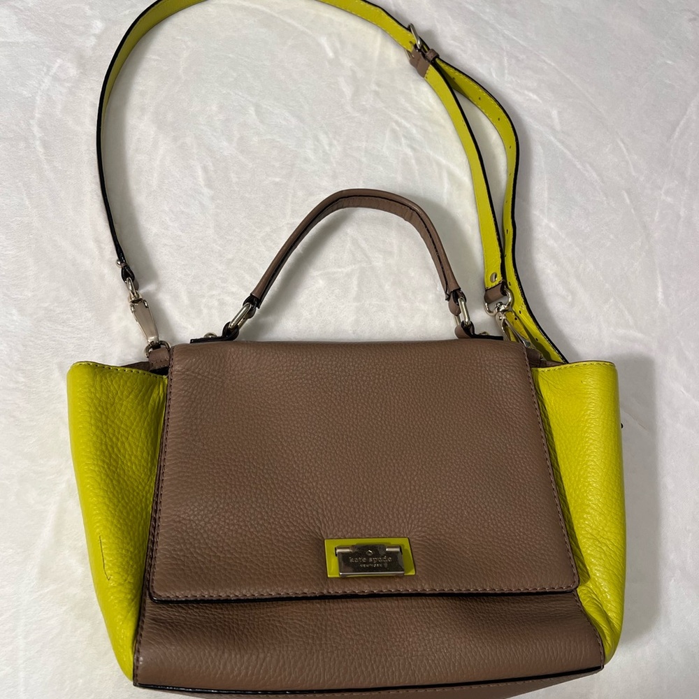 kate spade Brown Satchel with Yellow Accent Panels